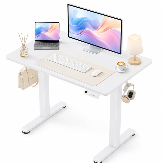 YDN Electric Standing Desk, 40 x 24 Inches Adjustable Height Stand up Desk with Cable Management, Home Office Desks with Splice Board & Frame, Warm White