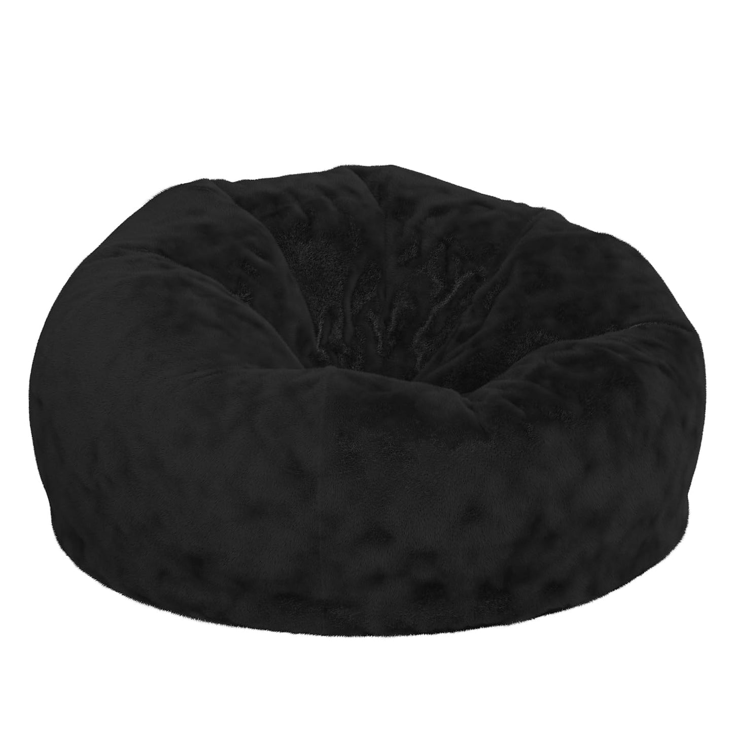 Flash Furniture Duncan Oversized Black Furry Bean Bag Chair for Kids and Adults
