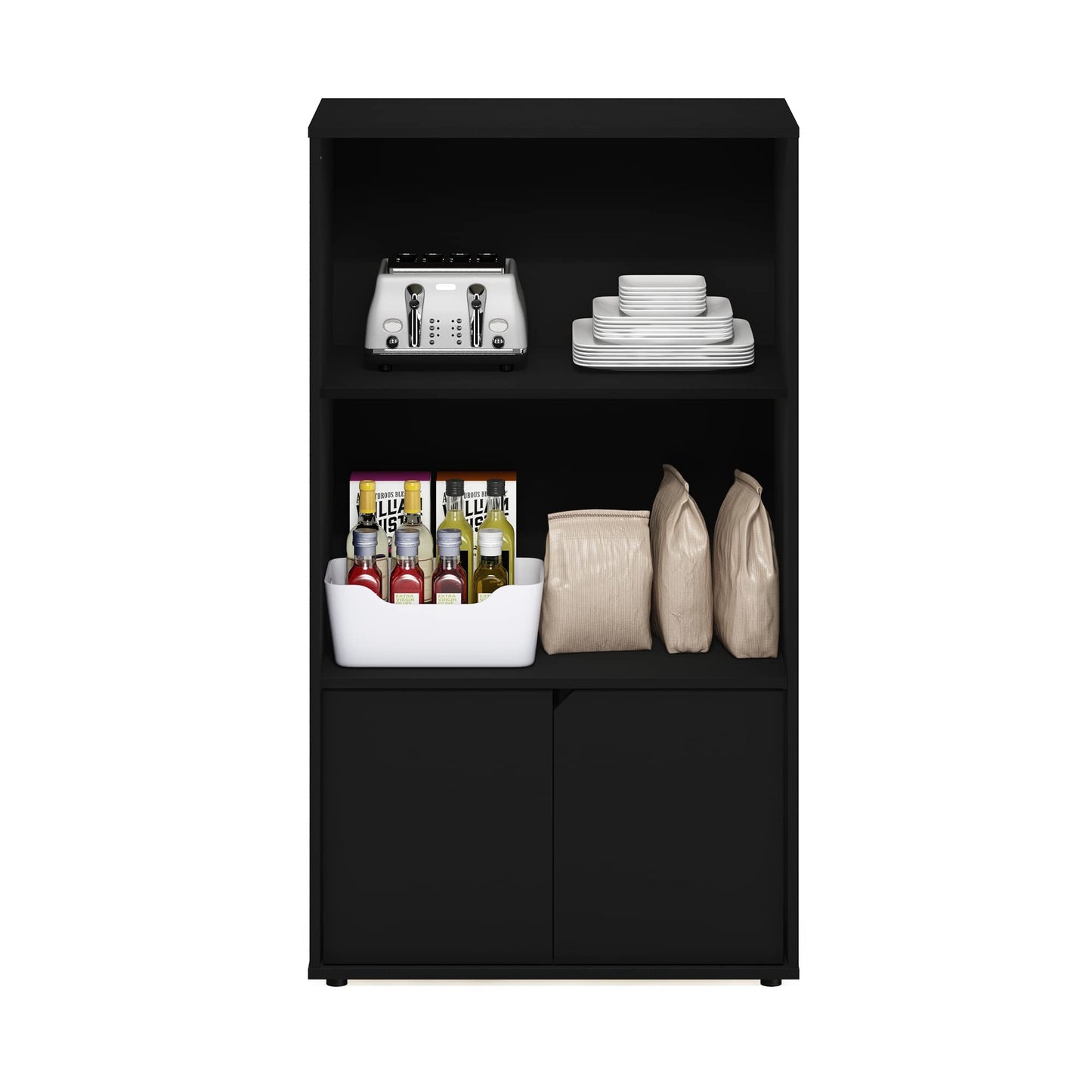 Furinno Jaya Kitchen Storage Shelf with Cabinet, Americano