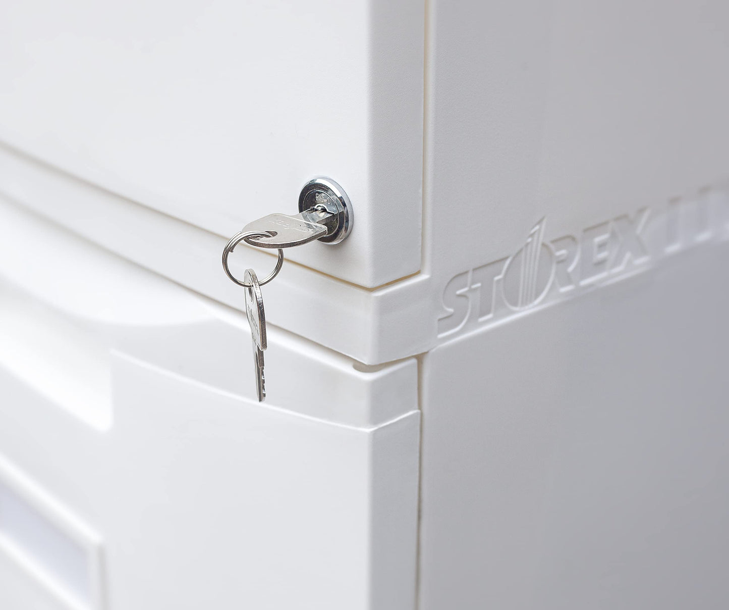 Storex Plastic One-Drawer File Cabinet – Locking Document Organizer for Home and Office, White, 1-Pack (61271B01C)