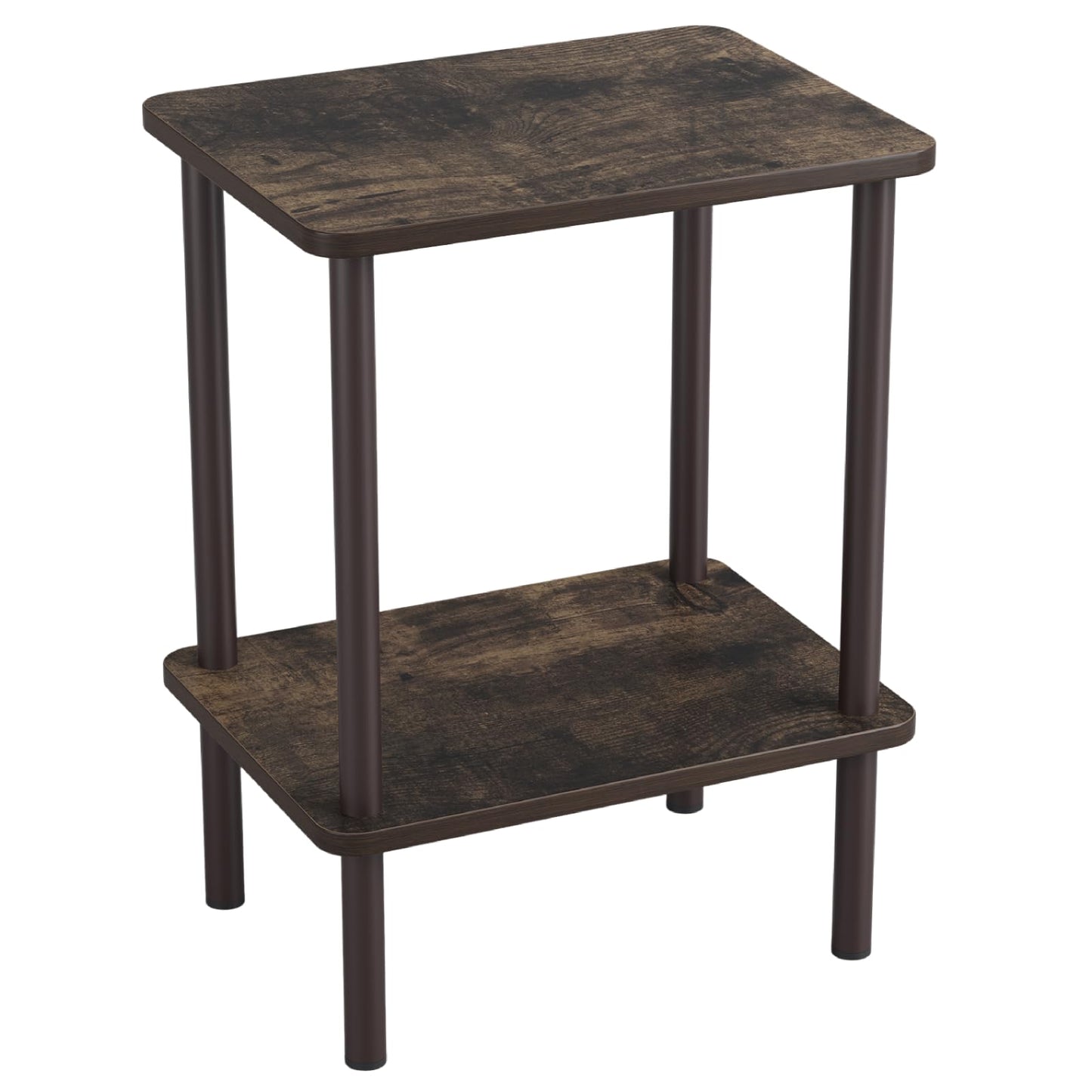 Apicizon 2 Tier End Table, Small Side Table with Solid Wood Legs, Boho Bedside Table with Storage Shelf, Nightstand for Small Spaces, Bedroom, Living Room, Entryway, Easy Assembly, Rustic Oak