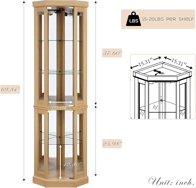 Anwick Corner Display Curio Cabinets