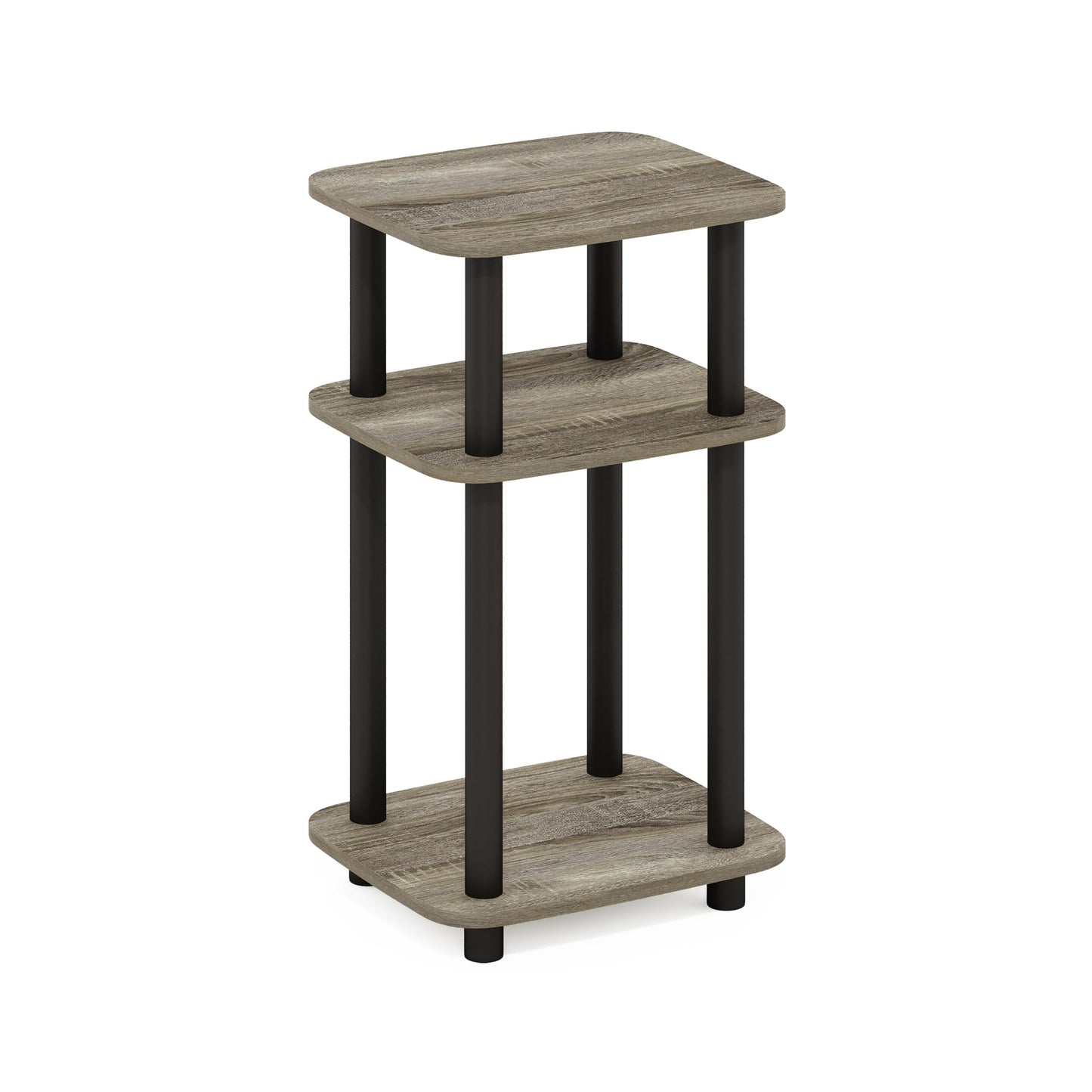 Furinno JUST Night Stand, 3-Tier Turn-N-Tube Nightstand with Open Shelf, Round Curve Corner Side Table, End Table, Easy Assembly, for Living Room, Bedroom, French Oak