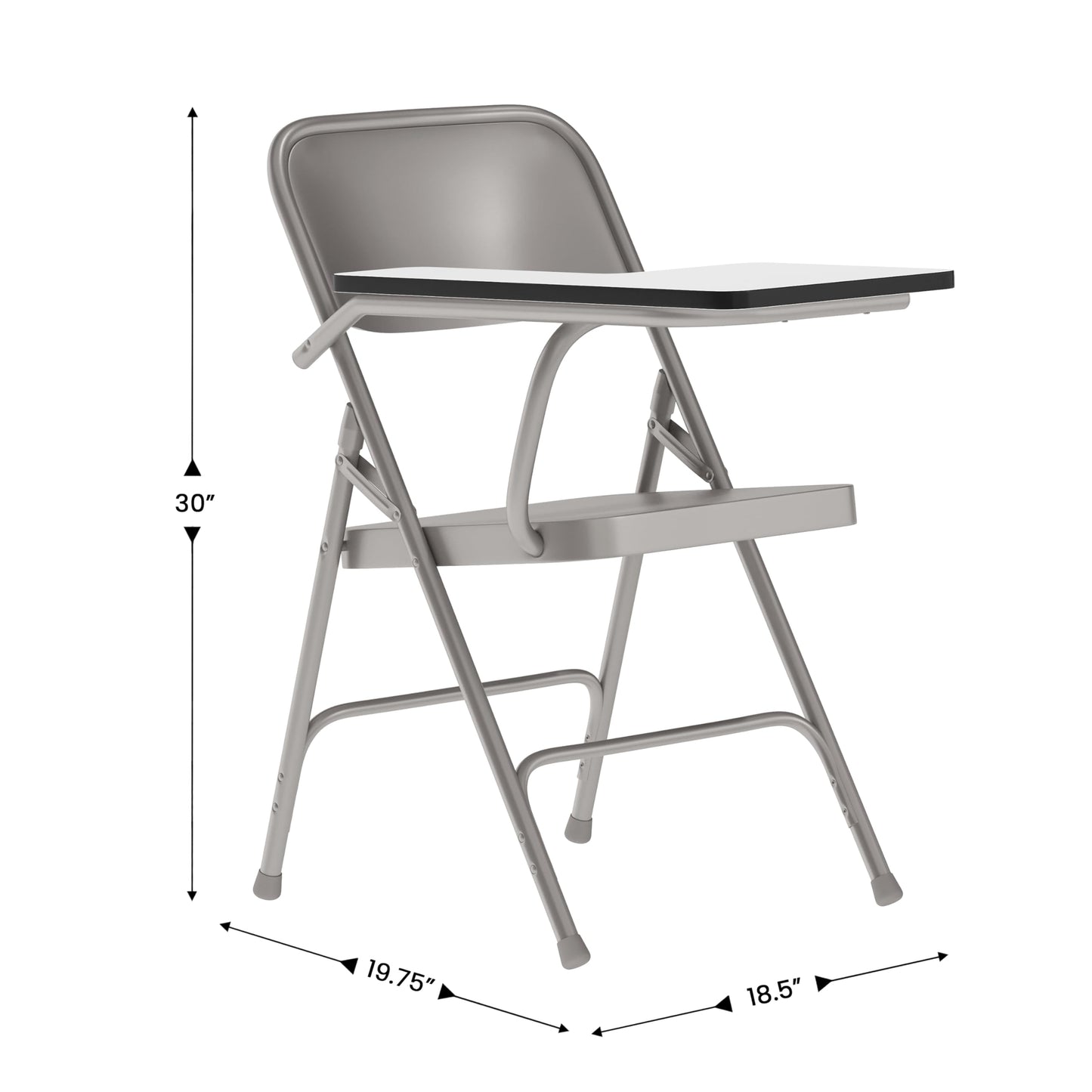 Flash Furniture Rutherford Steel Folding Chair with Right Handed Tablet Arm, Commercial Foldable Conference Room Tablet Arm Chair, Set of 2, Gray