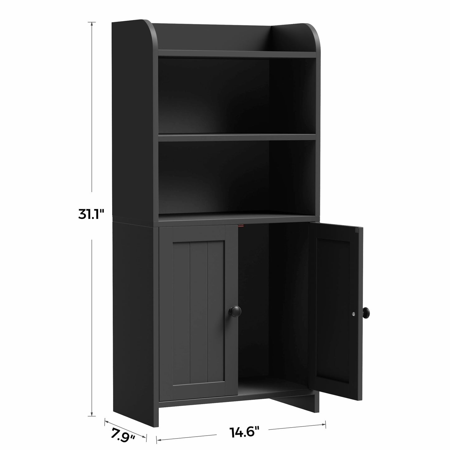 Cerlyunzan Small Bathroom Storage Cabinet, Freestanding Bathroom Cabinet and Organizer with Shelves, Small Cabinet with Doors for Bathroom, Laundry Room, 7.9" D x 14.6" W x 31" H, Black
