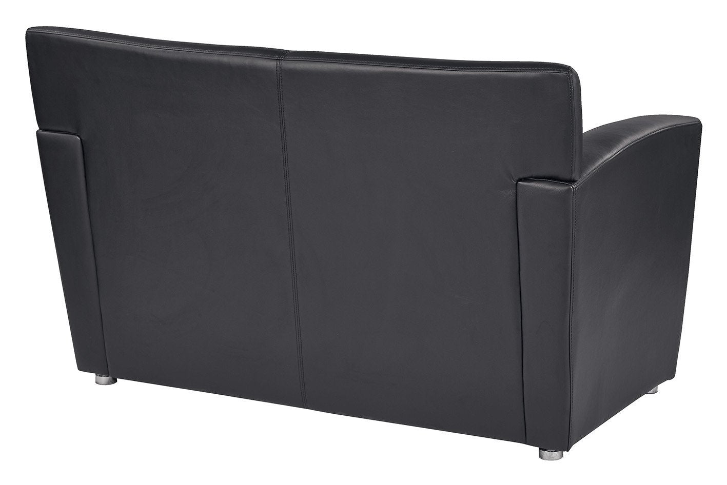 OSP Furniture Office Star Black Faux Leather Loveseat with Silver Finish Legs