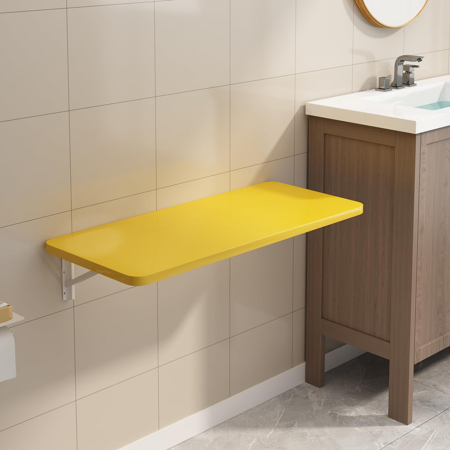 YJZXXLSH Wall Mounted Laundry Room Folding Table，Fold Down Desk for Small Spaces |Office|Study|Work Bench|Kitchen Dining Restaurant| Home Bar | Waterproof Easy to Install and Clean35.5 x19.7