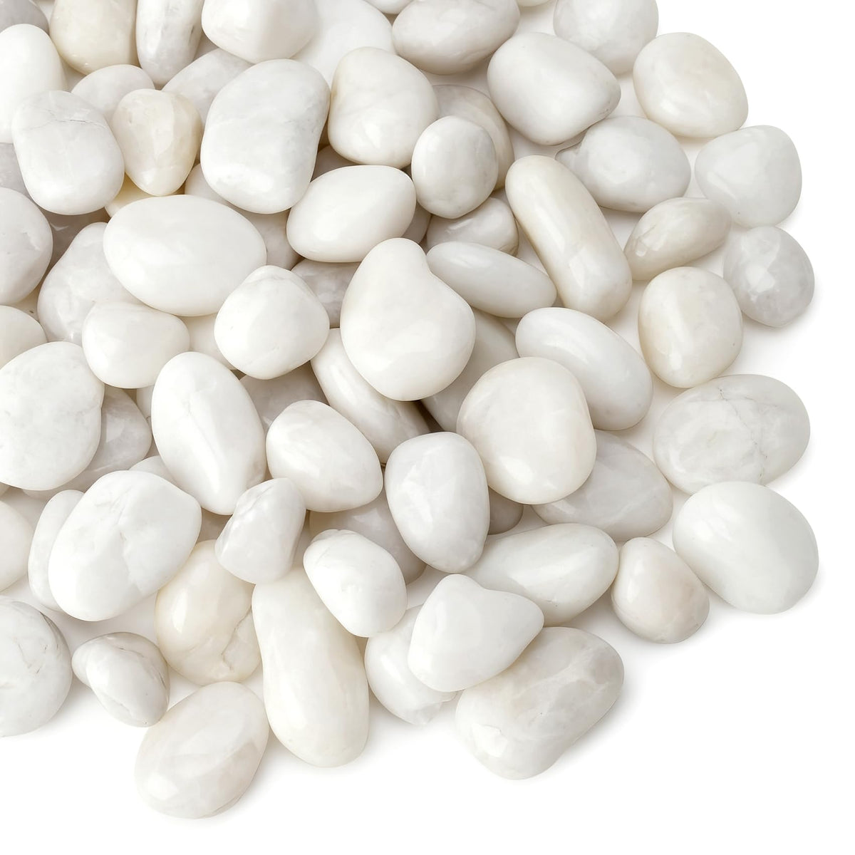 Mr. Fireglass 5lb White River Rocks, 3/8 inch Natural Decorative Polished Pebbles Aquarium Gravel Stones for Landscaping, Indoor Plants, Vase, Succulent, Fish Tank
