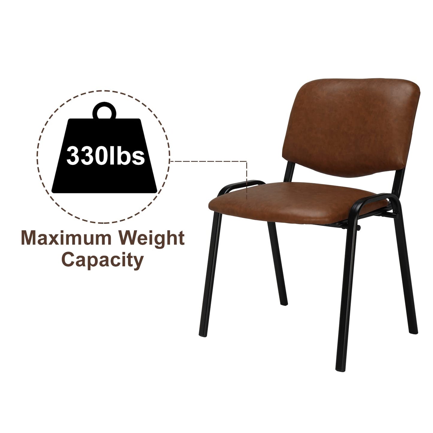 VINGLI Rustic Waiting Room Chairs - 5-Pack PU Church & Conference Room Stackable Chairs, Office Guest & Reception Chairs for Meeting, Office Lobby, Simple & Space-saving