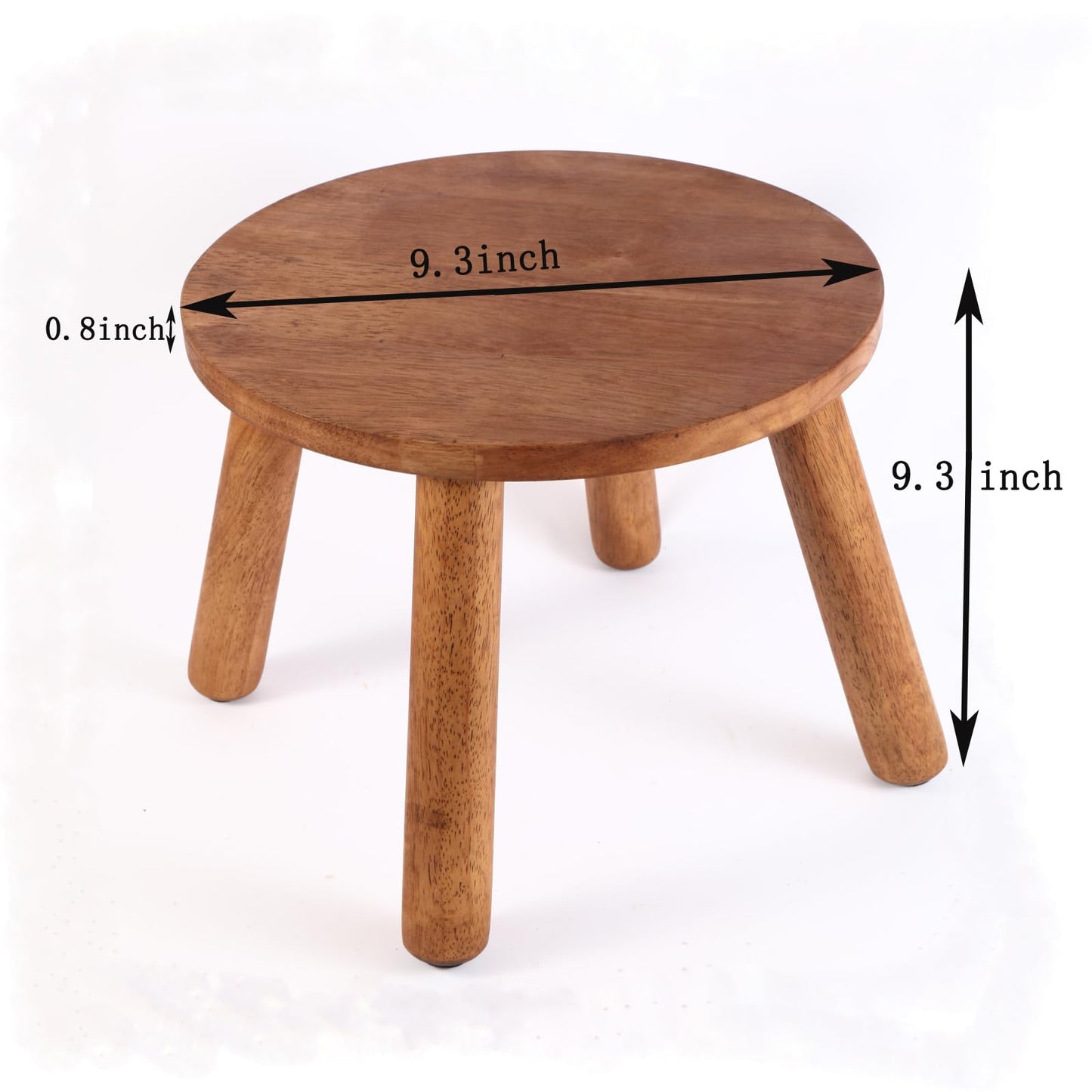 zaowofires Round Solid Wooden Step Stool, Garden Stool,9.3''H,Plant Stool,Wood Legs Detachable for Plant Stand, Kitchen, Bathroom,Bedroom,Livingroom (Walnut, 9.3inch)