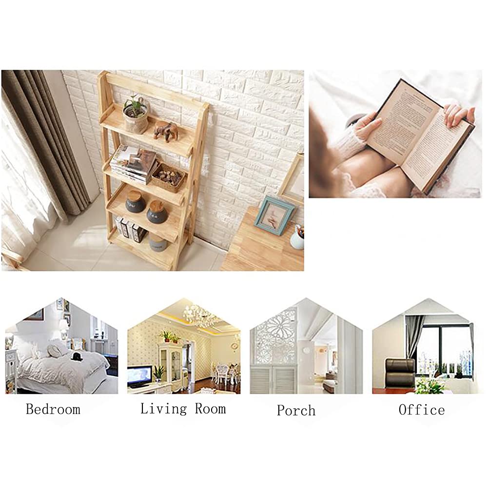 Wddwymll 4 Tier Ladder Shelf,Industrial Design Living Room Bookcases,Sturdy Easy Assembly,for Balcony,Bedroom,Office Storage Shelves