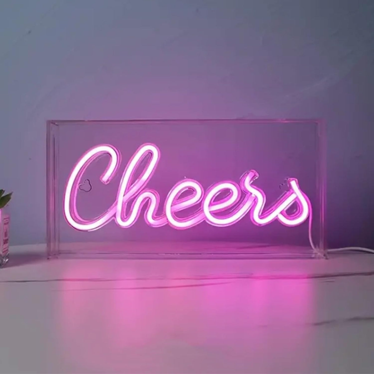 Cheers Neon Light,3D Countertop Standable LED Cheers Pink Neon Sign Decorative Letter Light Sign for Wedding Birthday Graduation Sports Party,Lighting Accessories for Bar Cart, 11.8x5.9x1.85in