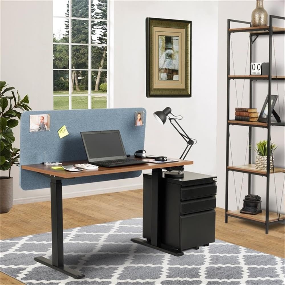 OS Home and Office Furniture 47.25" Wood Adjustable Height Desk in Danish Walnut