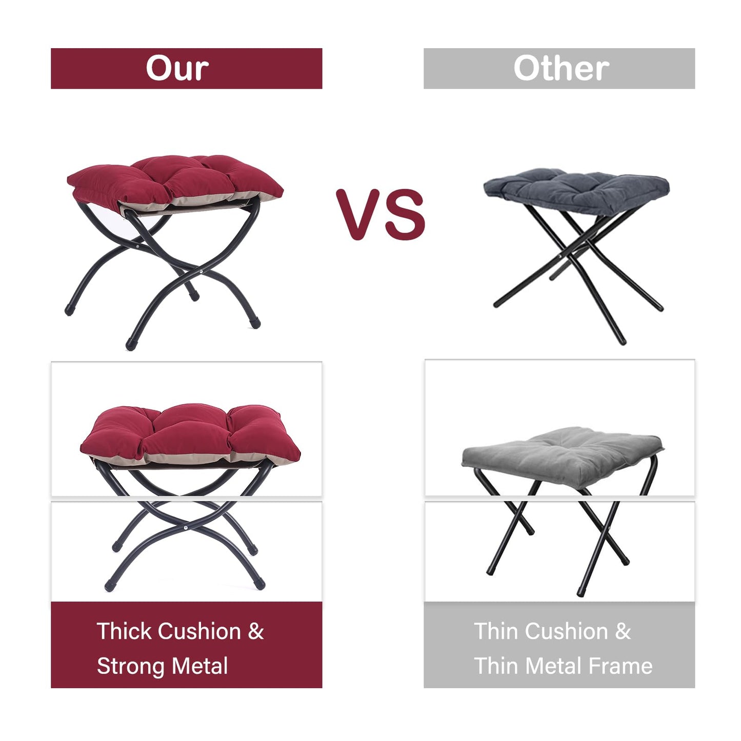 LITA Lazy Chair with Ottoman, Modern Accent Leisure Upholstered Sofa Chairs, Contemporary Lounge Reading Chairs with Armrests and a Side Pocket for Living Room, Bedroom & Small Space, Burgundy