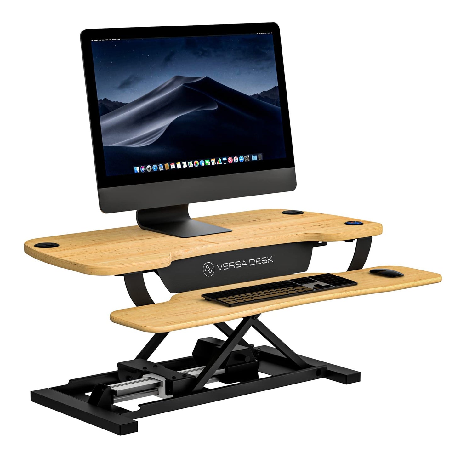 VERSADESK PowerPro 36 Inch Electric Standing Desk Converter – Push-Button Height Adjustable Sit to Stand Desk Riser for Dual Monitors & Laptop – Motorized Desktop Workstation with Wide Keyboard Tray