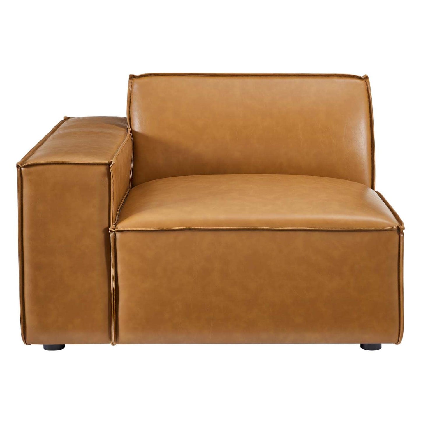 Modway Restore Vegan Leather Sectional Sofa Left-Arm Chair in Tan