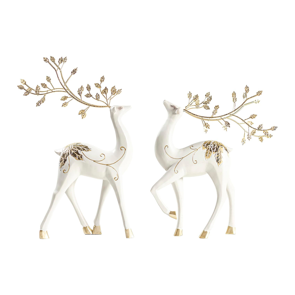AGKZNTQP 2Pcs Resin Reindeer Figurine Set – Elegant Christmas Reindeer Ornaments, Decorative Reindeer Sculptures for Home, Living Room, Desktop, Office, and Holiday Tabletop Decor