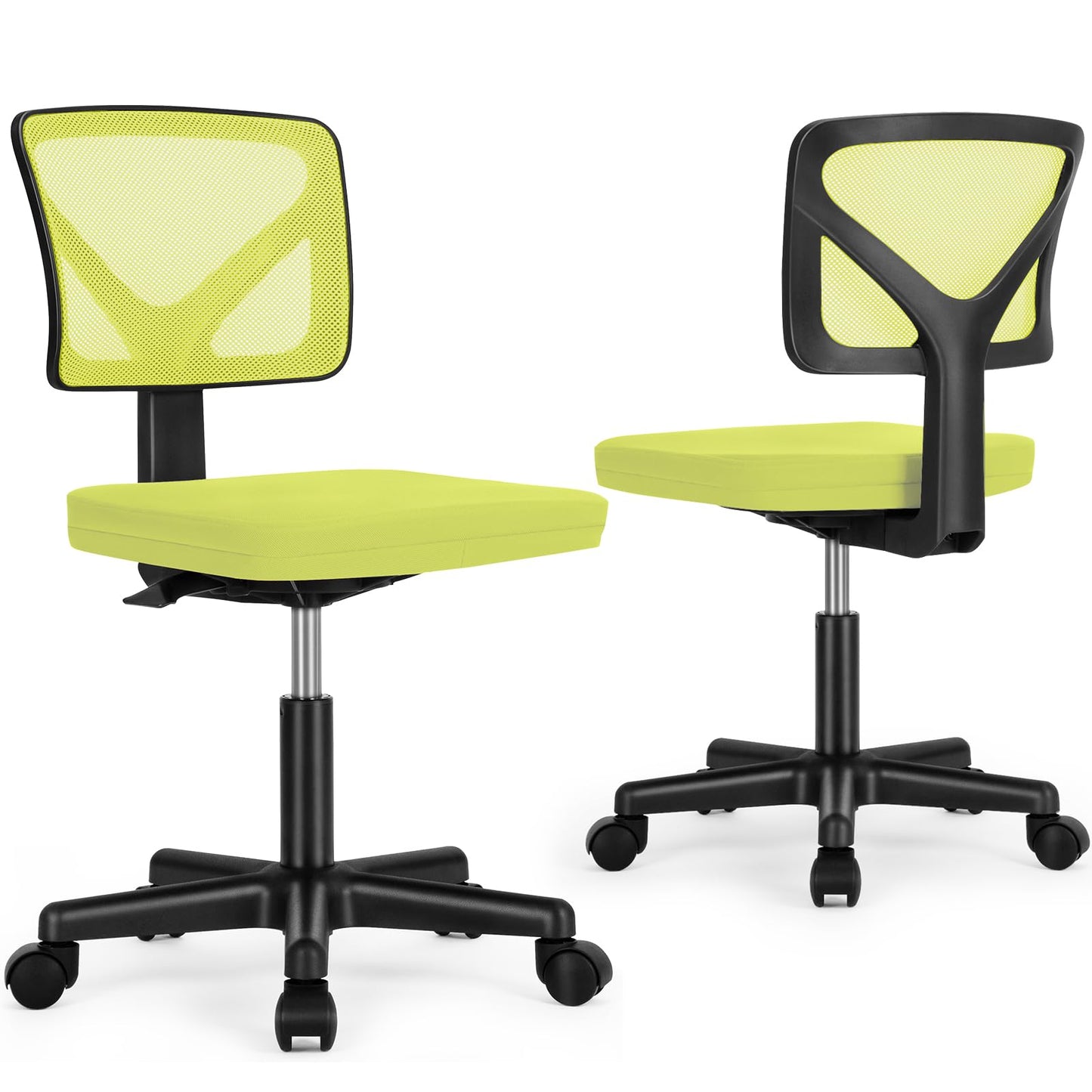 Sweetcrispy Small Office Chair, Ergonomic Low-Back Mesh Rolling Work Swivel Desk Chairs with Wheels, Armless Comfortable Seat Lumbar Support for Home, Bedroom, Study, Student, Adults, Green