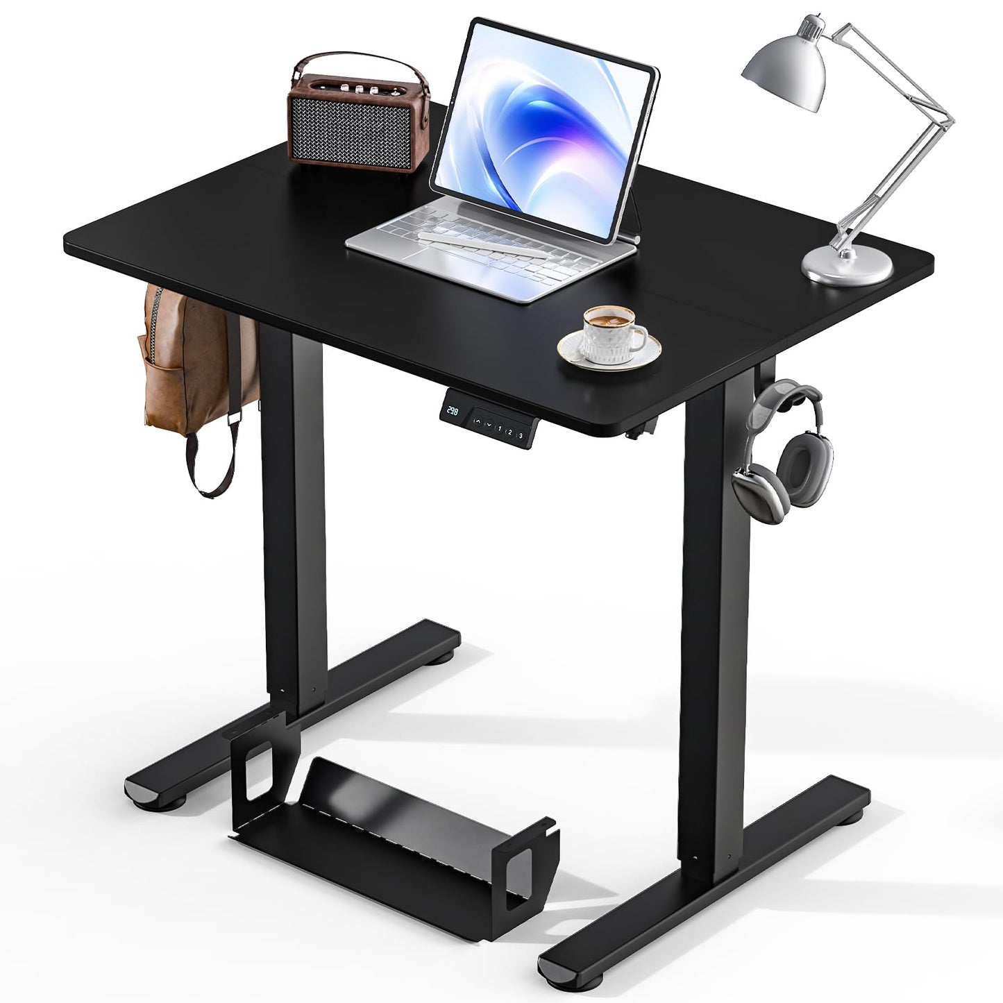 Kingant Standing Desk Height Adjustable Small Electric Stand Up Desks [32 x 24 Inch] - Ergonomic Sit Stand Desk Rising Desks for Home Office Computer Desk Stand Desk Workstation with Cable Management