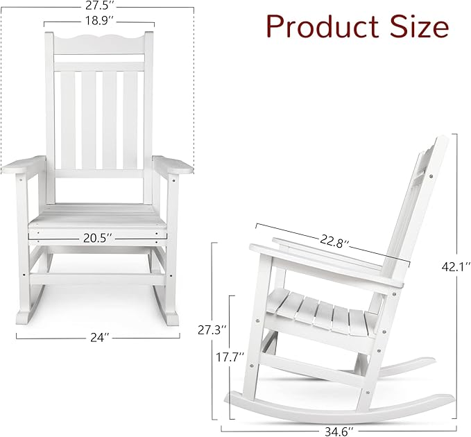 Stoog Set of 2 Outdoor Rocking Chairs, HIPS Plastic Porch Rocker