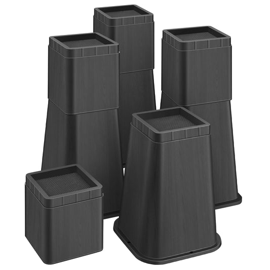 shouwuhho Bed Risers 12 Inch Heavy Duty, Furniture Risers Lifts 12" 8" 4" for Table, Desk Leg, Sofa, Couch, Adjustable Bed Frame Risers Supports Up to 6,000 Lbs, Black