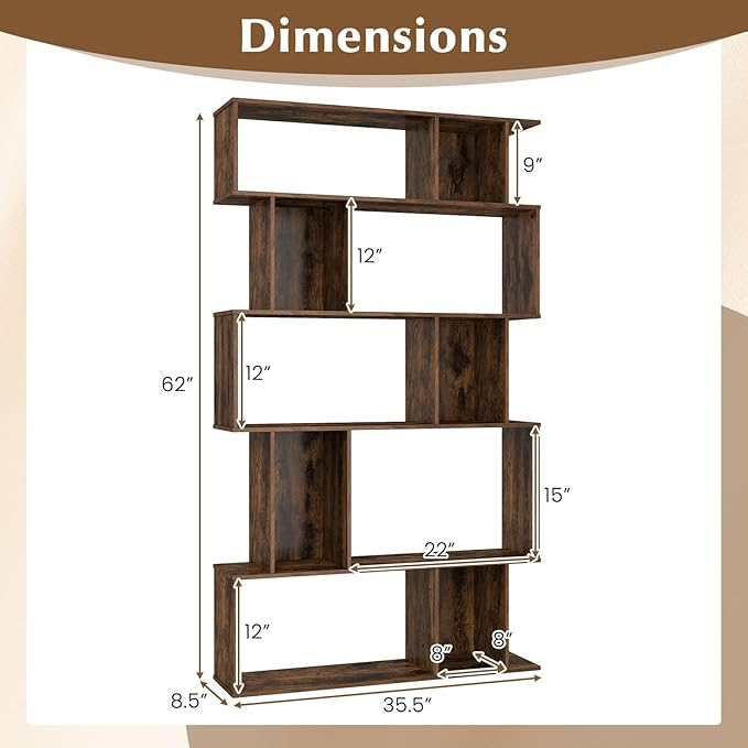 Giantex 5-Tier Bookshelf, 10-Cube Geometric Book Case