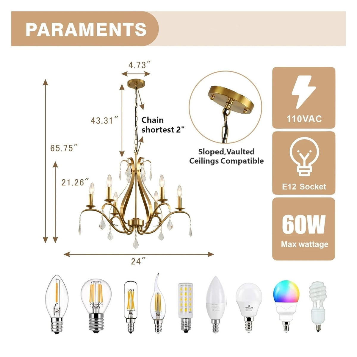 Modern Chandelier for Dining Room Living Room K9 Crystal Pendant Lighting Candle Chandeliers Home Decoration Light Fixtures,Comfortable Lighting