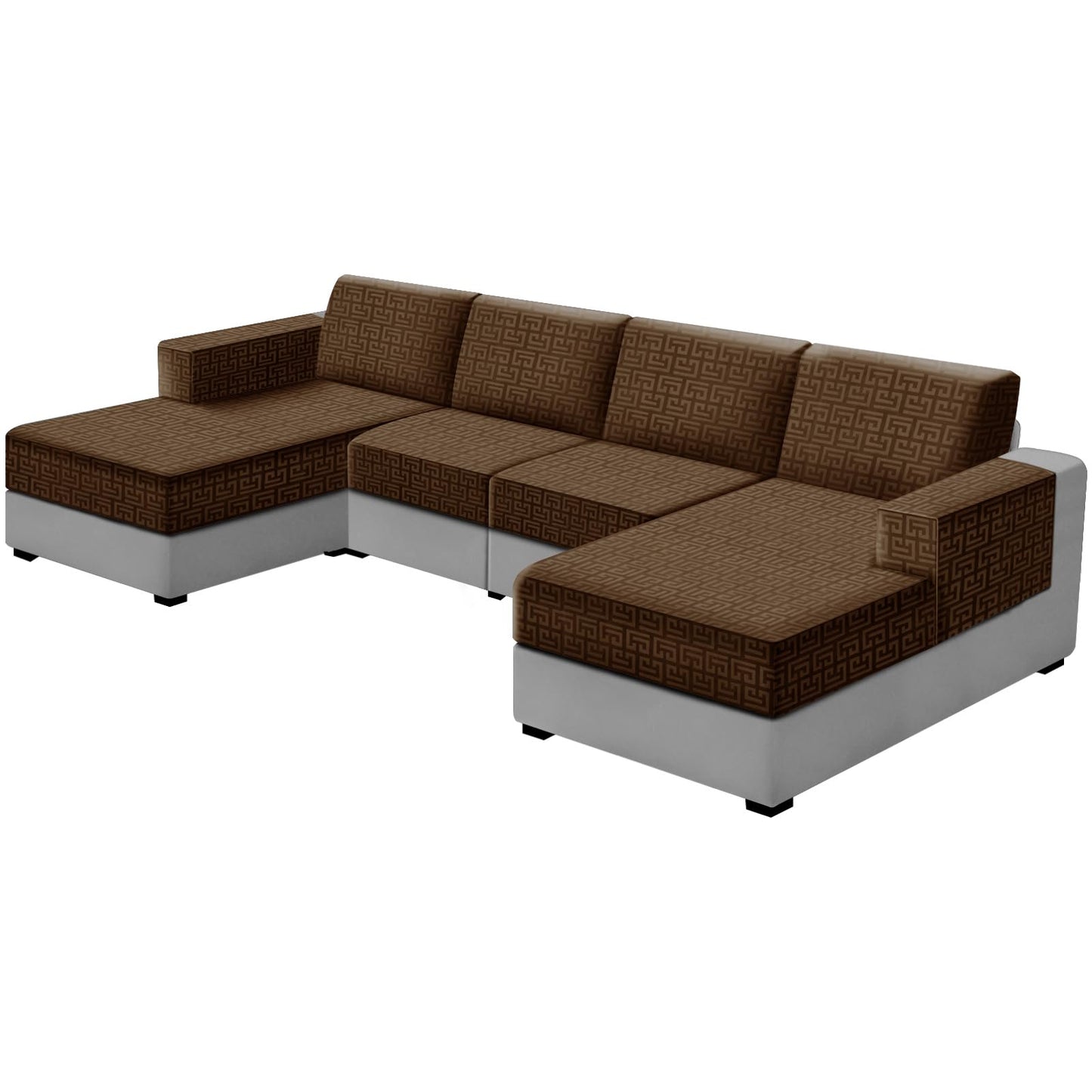UNBBRRL 10 Pieces Stretch Sofa Cushion Covers for U-Shaped Modular Sectional Couch with 4 Seats+4 Backs+2 Arms, Upholstered Covers for Sofa Bed with Deep Double Chaise (Bronze,10 Pieces Set)
