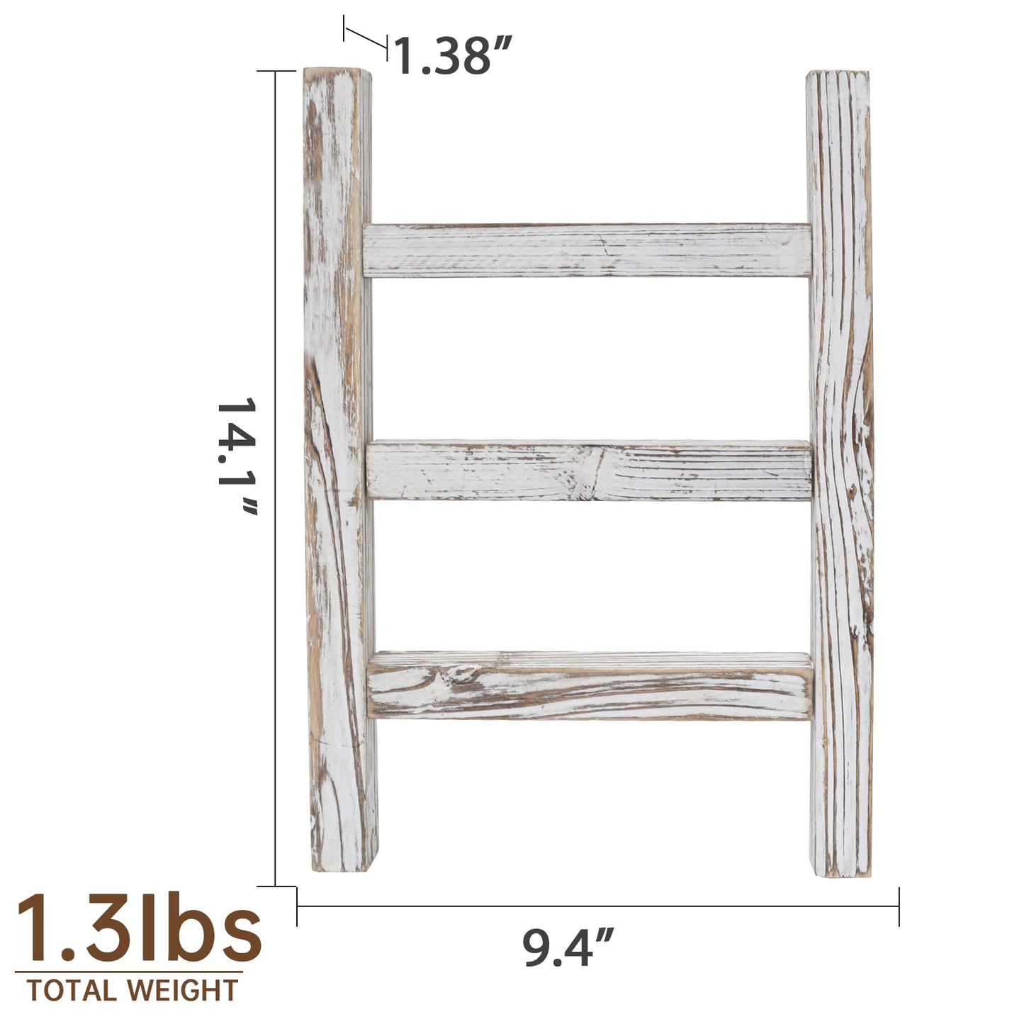 FUIN Wooden Tea Towel Ladder, Mini Ladder Towel Rack Display Hanger, Small Rustic Farmhouse Tea Towel Stand Holder for Country Bathroom Decor, White
