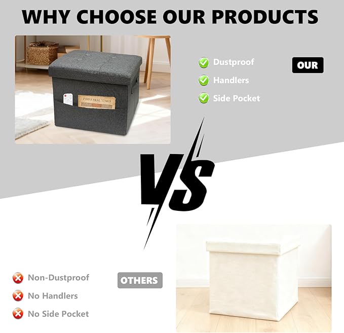 ALASDO Storage Ottoman Footrest Stool Small Ottoman