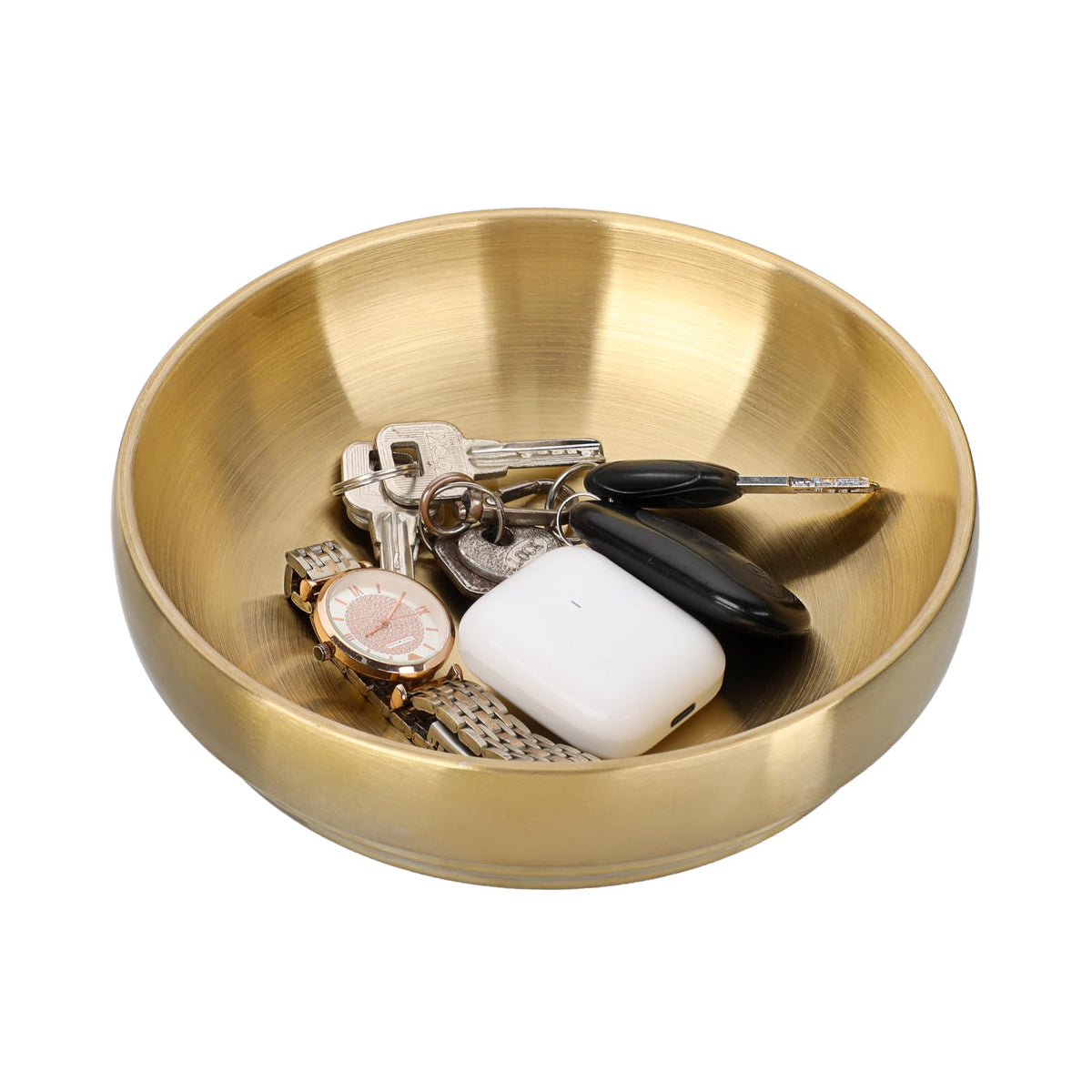 GUSHBIN 7.4 Inches Key Bowl for Entryway Table Decorative Bowl Key Dish for Organizing Tabletop Catch All Gold Fruit Bowls for Kitchen Counter, Coffee Table