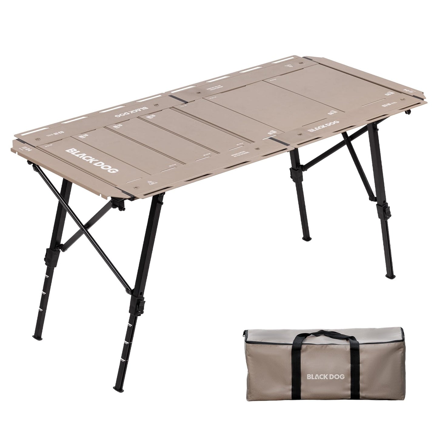 Grkod BLACKDOG 4.5U IGT Camping Table, Folding Portable Camp Table, Adjustable Height Aluminum Portable Table with Carry Bag for Outdoor, Pictic, Patio and Backyard 48.8" L x 22.8" W, Desert Sand