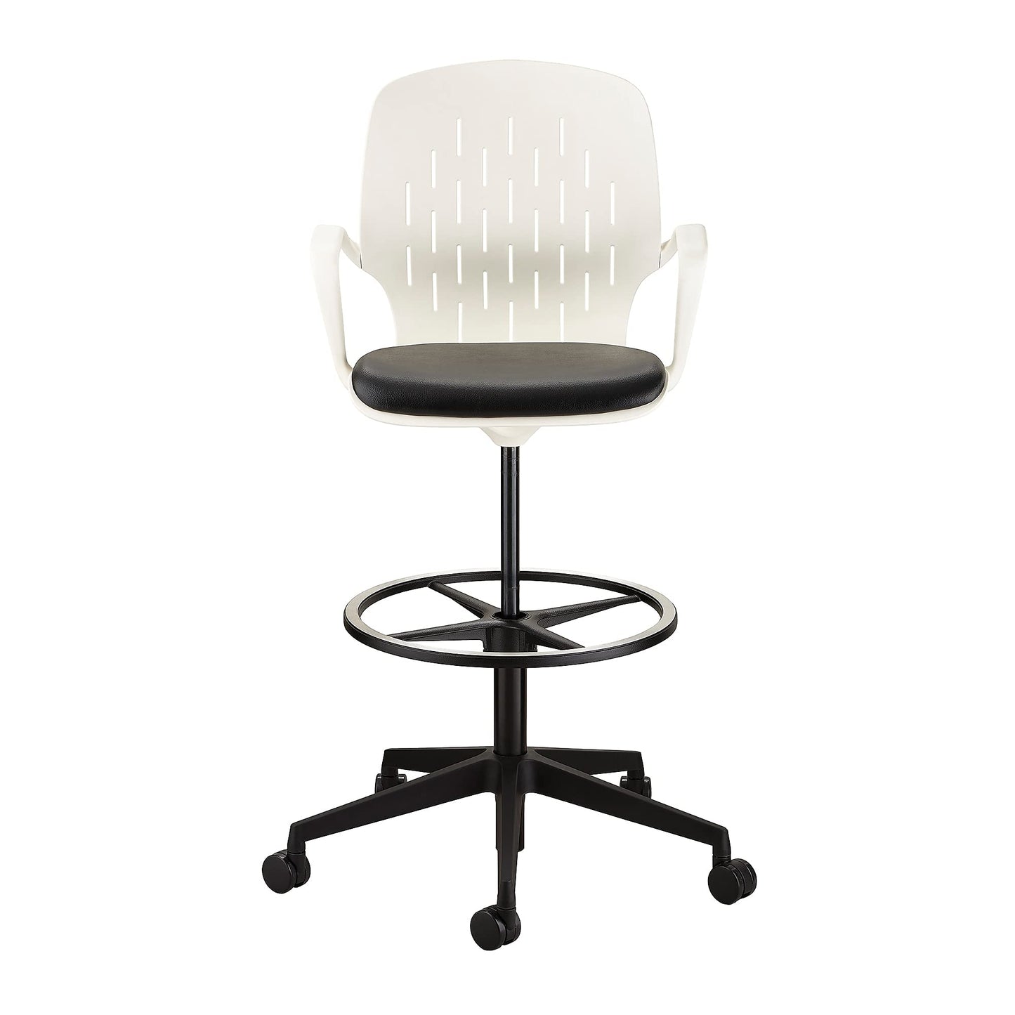 Safco Shell Extended Swivel Office Desk Computer Ergonomic Chair, Pneumatic Height Adjustable, White, Extended Height