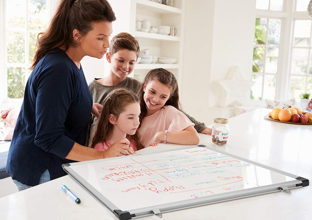 Amazon Basics Large Magnetic Dry Erase Whiteboard with Aluminum Frame, Pen Tray, Wall Mountable, 35.4" x 23.6", for School, Classroom, Office & Home