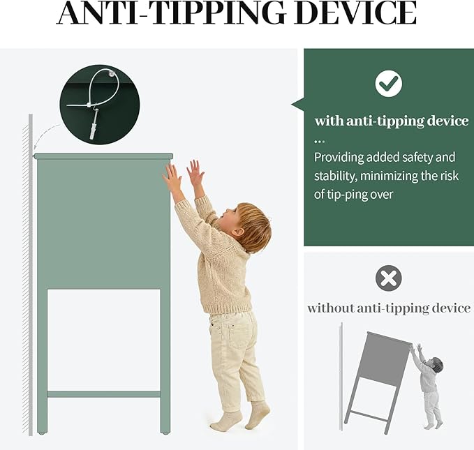 22" Green Coffee Side Tables, Boho Accent Storage Cabinets