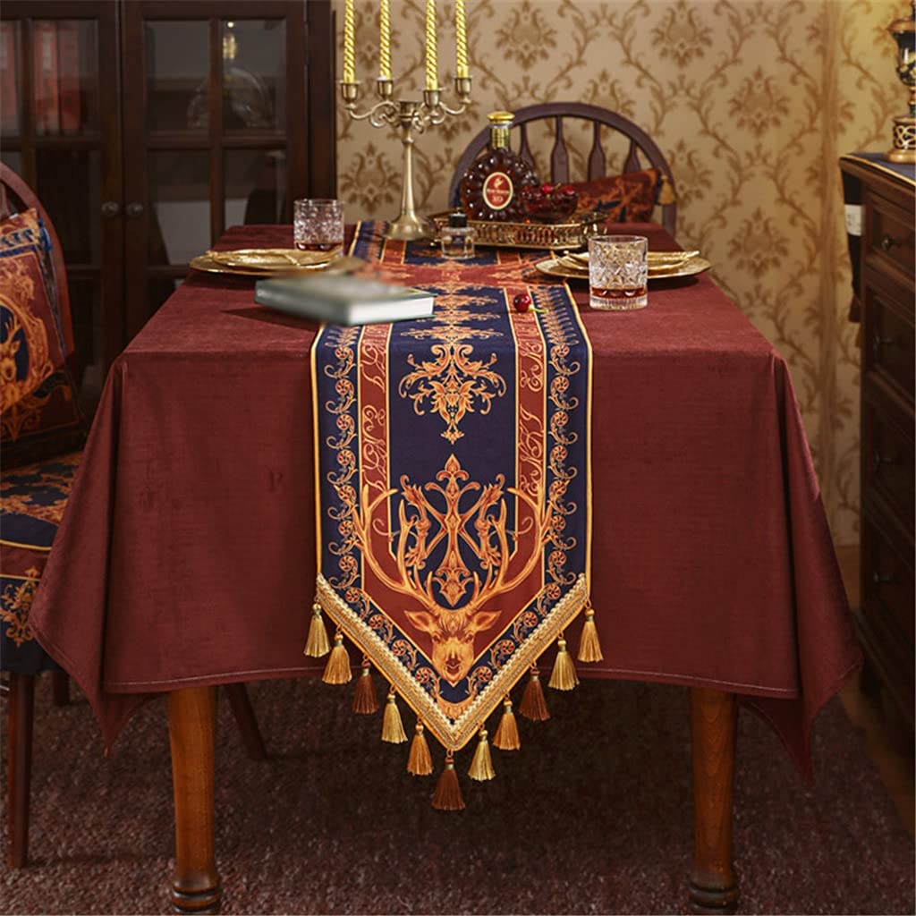 WODHAZNC Table Runner European Long Tablecloth Retro Chest of Drawers Sideboard Decoration Cloth(40 * 260cm)
