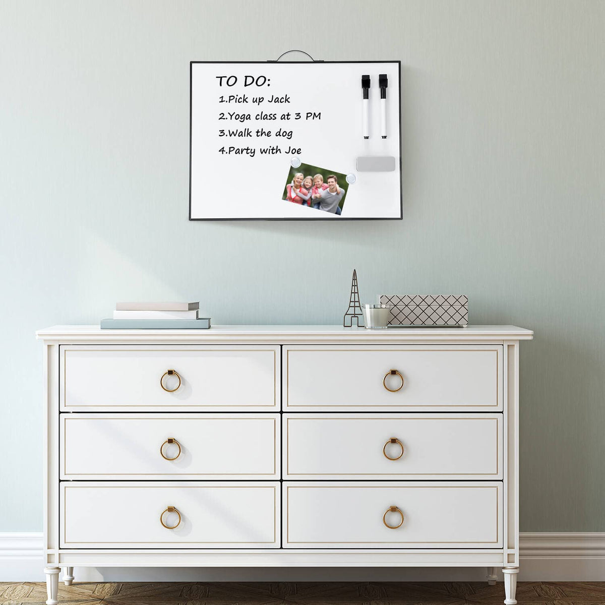 TSJ OFFICE Small White Board - 12 X 16 Inches Portable Aluminum Frame Magnetic Dry Erase Board with Holder, to Do List Notepad for Office, Home, School