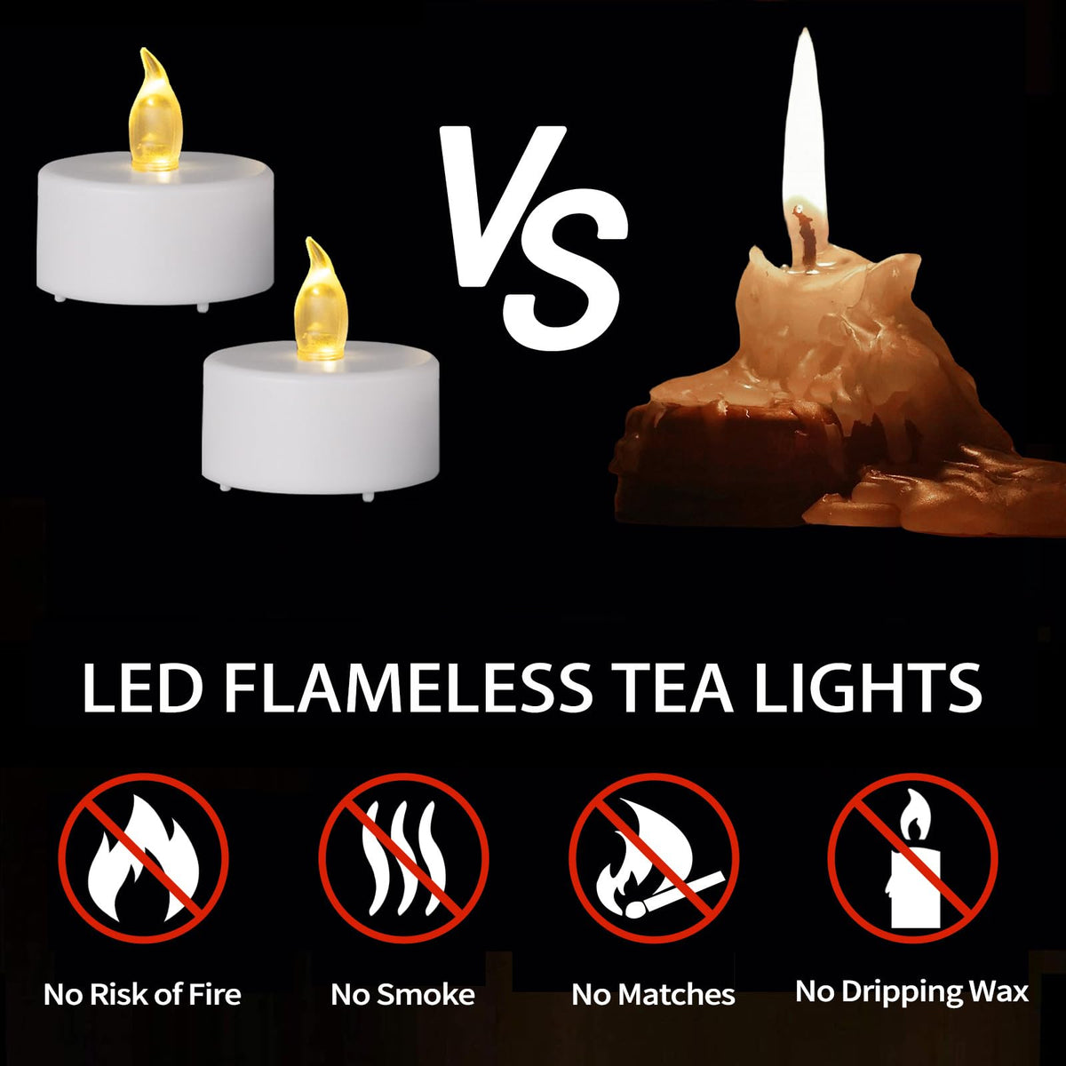 Tea Lights Flameless Battery Operated Candles-100Pack LED Electric Flickering Votive Candle Long Lasting 200 Hours, Realistic and Bright for Seasonal Festive Celebrations Decoration Warm Yellow