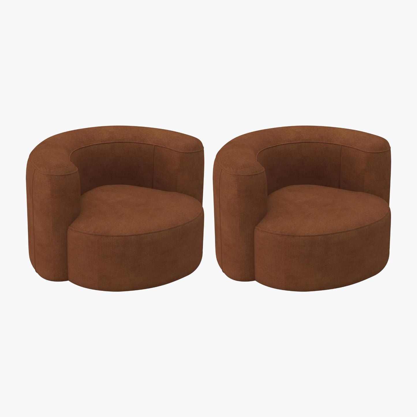 Acanva Luxury Modern Tight Curved Back Velvet Sofa, Minimalist Style Comfy Couch for Living Room Apartment Reception Space, Tangerine Single Chair Set of 2