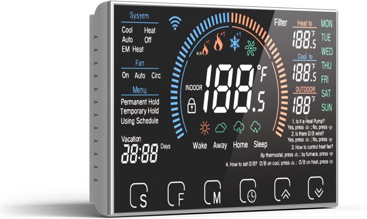 BSEED WiFi Smart Thermostat for Home - Touch Screen, Energy Saving, 7-Day Programmable (Holiday Mode), Easy DIY, Works with Siri/Alexa/Google, Black（C-Wire Adapter Included）