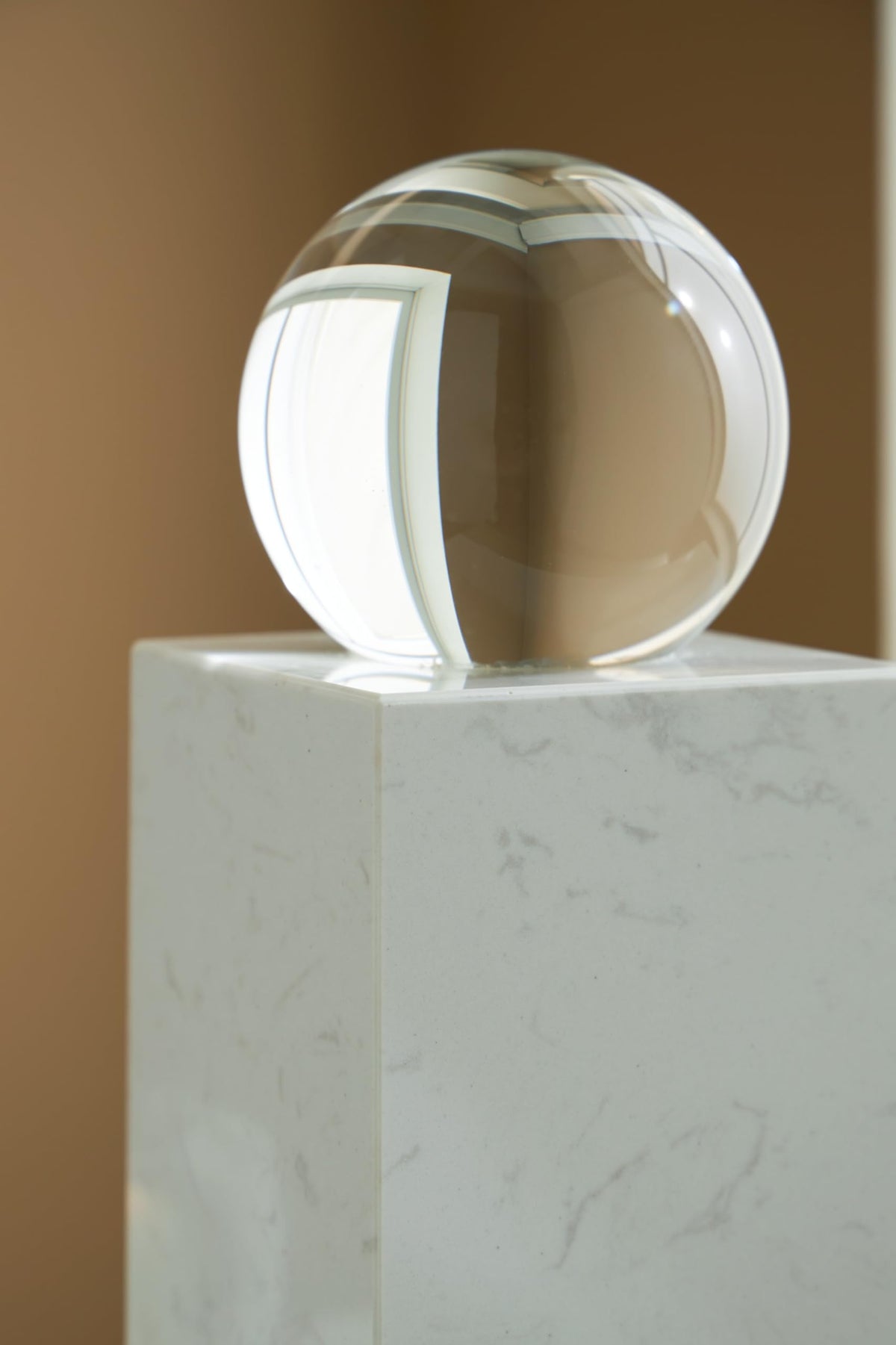 Signature Design by Ashley Sellner Contemporary Marble and Crystal Sculpture, White