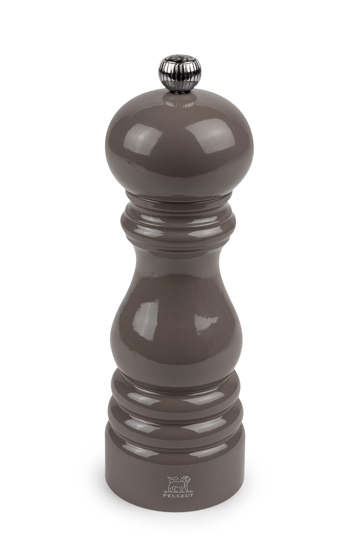 Manual Wooden Salt Mill in Taupe Grey Gloss, 18cm - 7in.