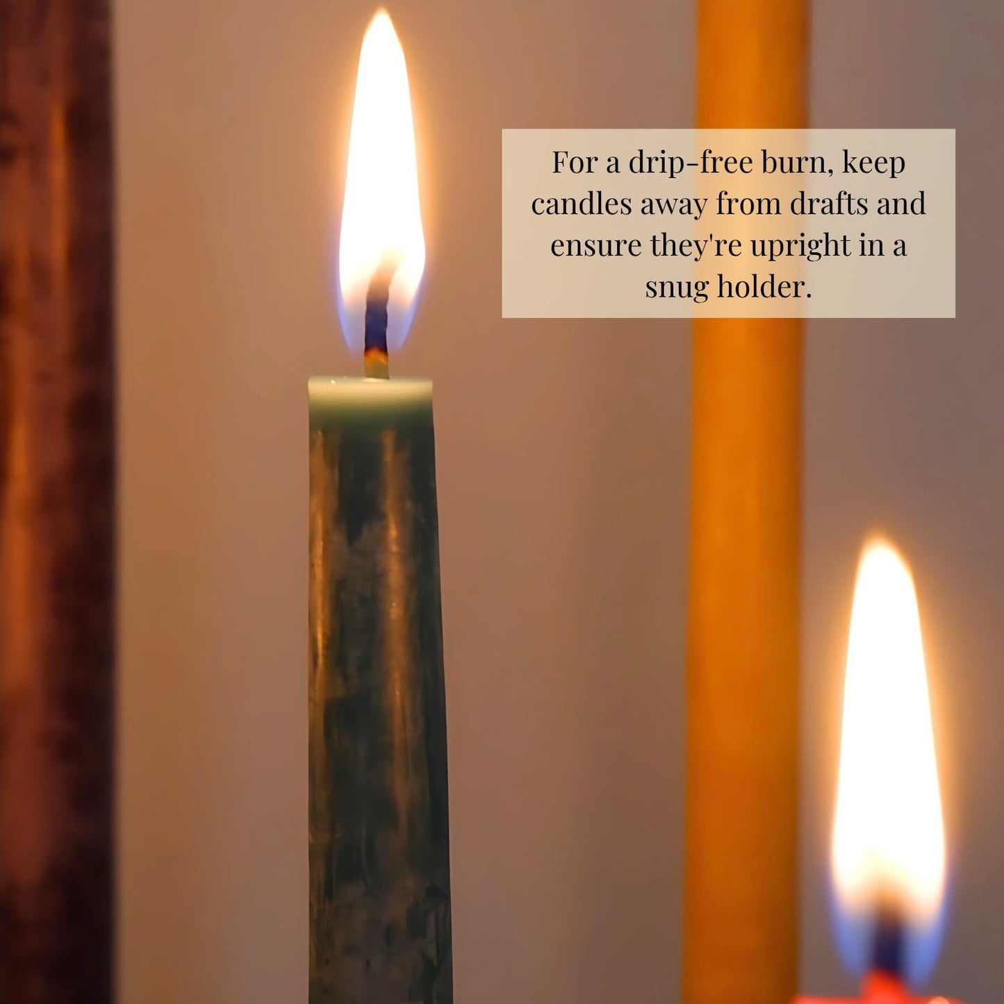 Candlestock Beeswax Taper Candles – 1/2" Diameter, Pure 100% Natural USA Beeswax, Cotton Wick, Dripless, Long-Burning, Handmade in Woodstock- 2 Pairs of Half Inch Tapers (Red, 6 Inch)