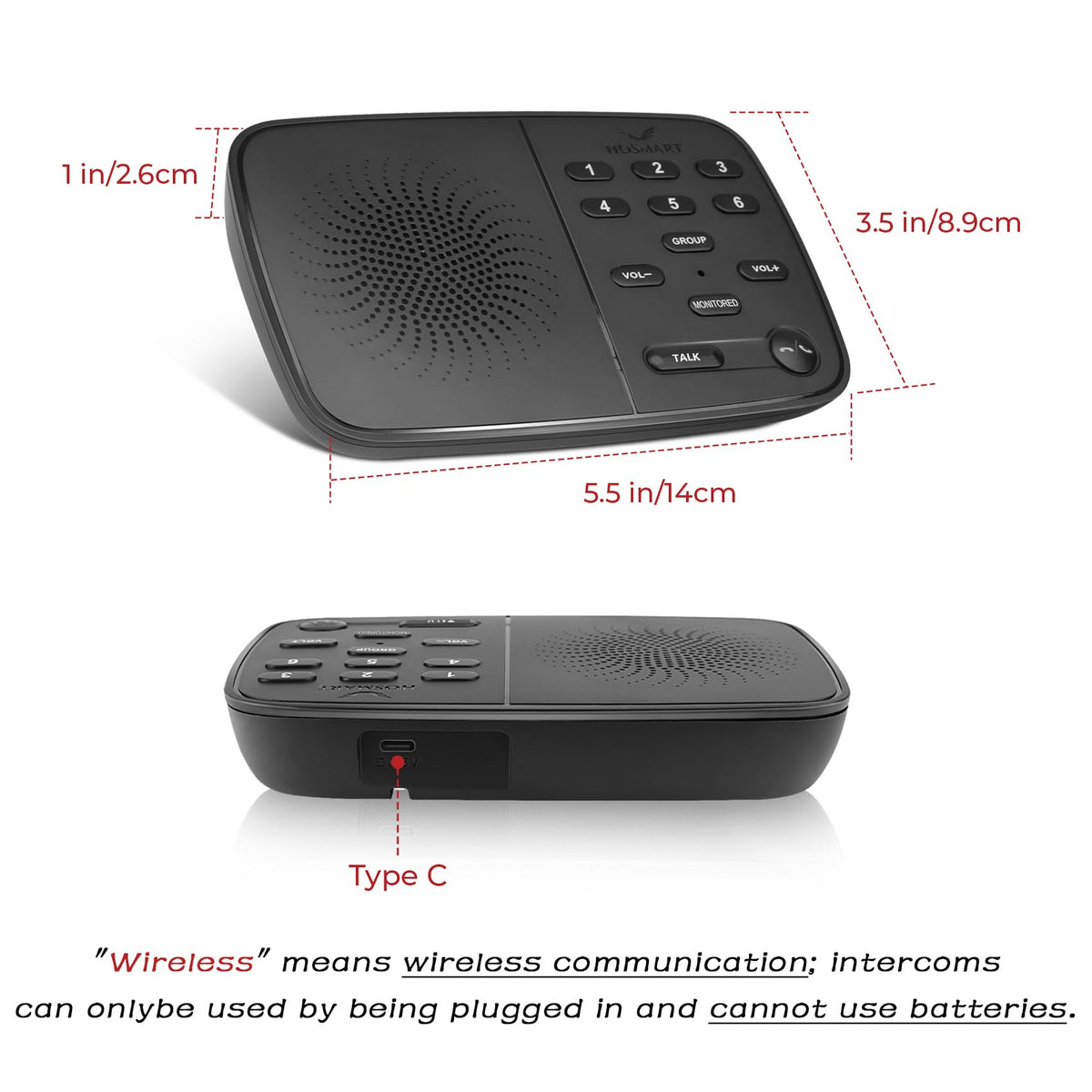 Hosmart UltraSpeak Intercoms Wireless for Home, 2025 Two-Way Real-time Intercom Full Duplex Wireless Intercom System for Home Use, House Intercom System for Business with 1200 Feet Range (2 Stations)