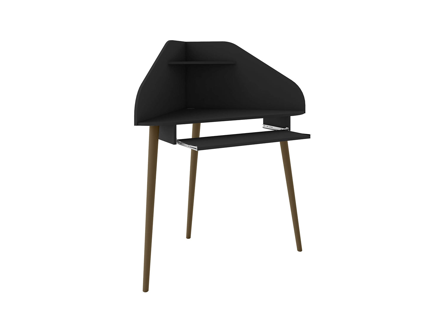 Manhattan Comfort Bradley Mid Century Modern Home Office Cubicle Section Study Desk, 2 Piece, Black