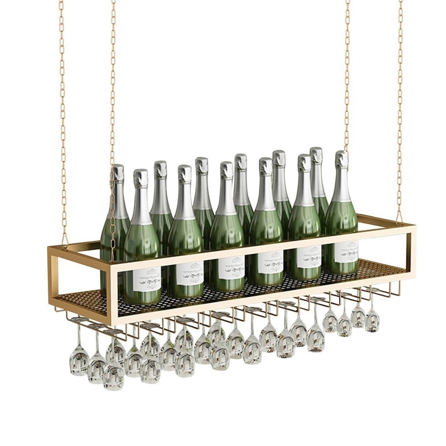 Vintage Hanging Wine Glass Rack - Metal Ceiling Holder, Wall Mounted Floating Wine Storage Shelf, Hanging Wine Rack Display Stand, Cafe Stylish Display/Floating Shelves(60 * 25 * 20cm)