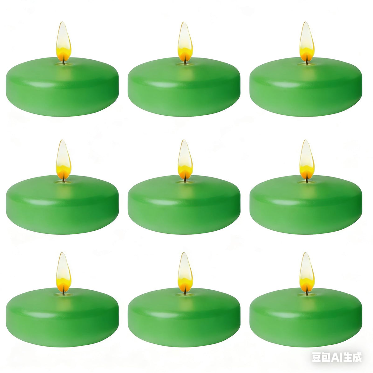 Green Floating Candles 3 inch 12 Pack - Floating Candles for centerpieces - Wedding Decor - Burning Time 8-10 Hours