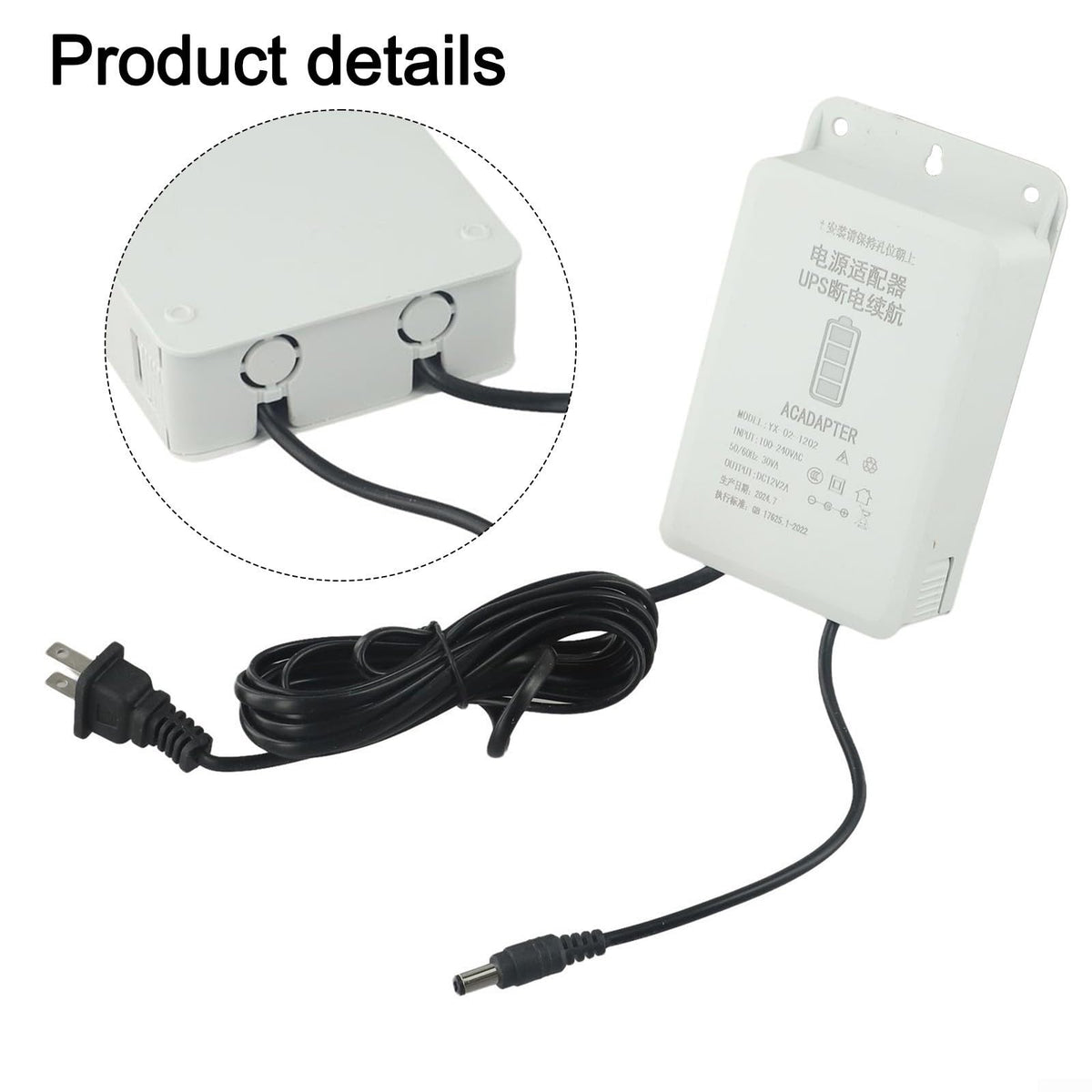 DC 12V-2A Mini UPS Battery Backup Interface with 6000mAh Capacity for WiFi, Router, Modem, and Security Cameras - Uninterruptible Power Supply Adapter for Outdoor Use