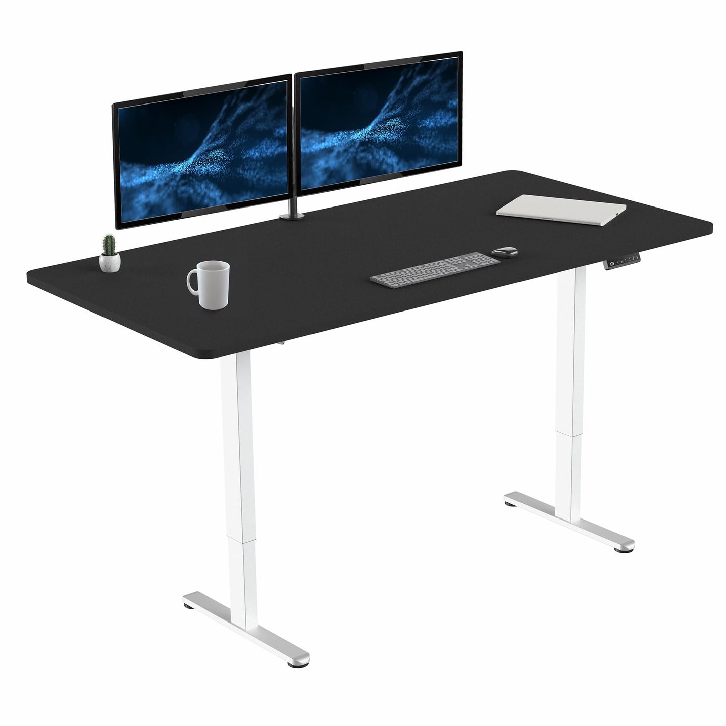 VIVO Electric 71 x 36 inch Standing Desk, Dual Motor Memory Controller Height Adjustment, E2B Series, Black Top White Frame, DESK-KIT-E2W7B-36