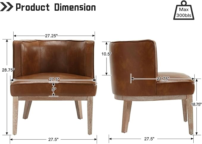 Brown Leather Barrel Chairs Set of 2
